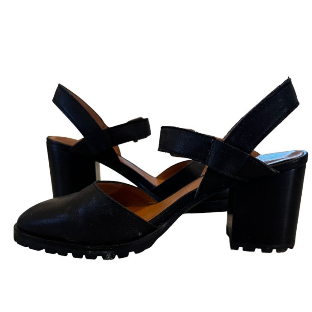 Madewell Claudie Heeled Lugsole Mary Jane Black Leather Slingback 7.5 - Picture 3 of 13